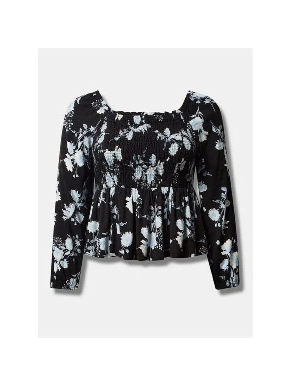Torrid Rayon Slub Smocked Bodice Long Sleeve Crop Blouse (Size 6X)